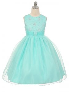 Gorgeous Tulle Sleeveless Knee Length Pageant Dress and Beading