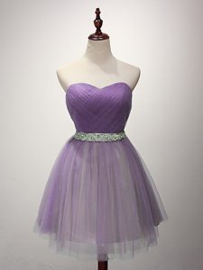 Tulle Sleeveless Mini Length Quinceanera Court Dresses and Ruching