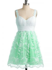 Trendy Straps Sleeveless Lace Up Quinceanera Dama Dress Apple Green Lace