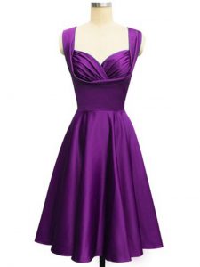 Designer Eggplant Purple Sleeveless Taffeta Lace Up Quinceanera Court of Honor Dress for Prom and Party and Wedding Party
