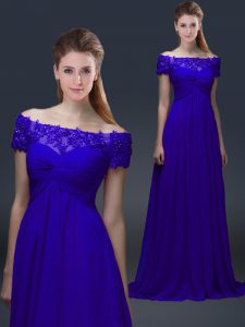 Eye-catching Chiffon Short Sleeves Knee Length Mother of Bride Dresses and Appliques