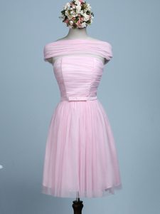 Baby Pink Tulle Side Zipper Dama Dress Sleeveless Mini Length Belt