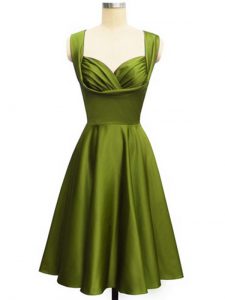 Cheap Knee Length Olive Green Damas Dress Straps Sleeveless Lace Up