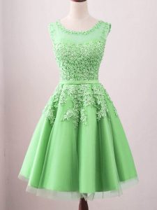 High Class Green Sleeveless Tulle Lace Up Quinceanera Court Dresses for Prom and Party and Wedding Party