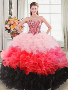 High End Sweetheart Sleeveless Lace Up Sweet 16 Quinceanera Dress Multi-color Organza