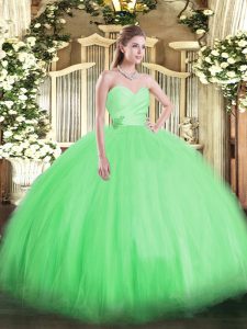 Admirable Floor Length Lace Up Quinceanera Gowns Green for Military Ball and Sweet 16 and Quinceanera with Beading
