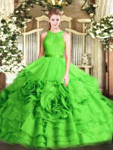 Floor Length Zipper 15 Quinceanera Dress for Military Ball and Sweet 16 and Quinceanera with Lace