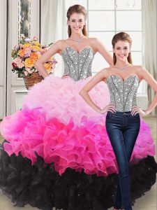 Discount Ball Gowns Quinceanera Gown Multi-color Sweetheart Organza Sleeveless Floor Length Lace Up