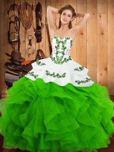 Modern Floor Length Ball Gowns Sleeveless Green Sweet 16 Quinceanera Dress Lace Up