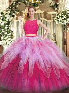 Floor Length Multi-color Ball Gown Prom Dress Scoop Sleeveless Zipper