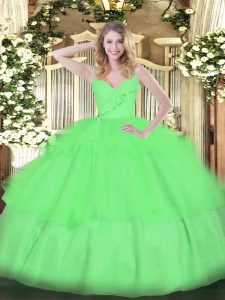Adorable Sleeveless Ruffled Layers Floor Length Ball Gown Prom Dress