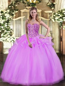 Traditional Floor Length Lilac Quince Ball Gowns Sweetheart Sleeveless Lace Up