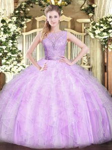Graceful Floor Length Lilac Sweet 16 Dresses Scoop Sleeveless Backless