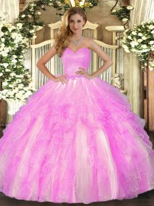 Edgy Lilac Sleeveless Ruffles Floor Length Sweet 16 Quinceanera Dress