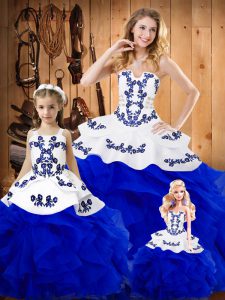 Floor Length Ball Gowns Sleeveless Royal Blue Quinceanera Dress Lace Up
