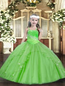 Modern Straps Lace Up Beading and Ruffles and Sequins Pageant Dresses Sleeveless