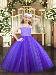 Lavender Pageant Dress Party and Quinceanera with Beading and Lace Straps Sleeveless Zipper