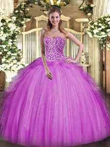 Attractive Floor Length Fuchsia Ball Gown Prom Dress Sweetheart Sleeveless Lace Up