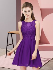 Latest Purple Sleeveless Appliques Mini Length Vestidos de Damas