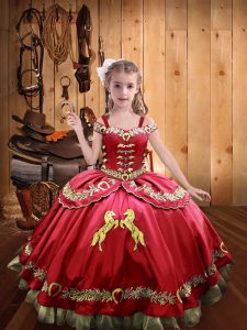 Organza and Taffeta Sleeveless Floor Length Little Girls Pageant Gowns and Embroidery