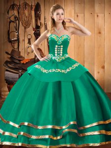 Ball Gowns Ball Gown Prom Dress Turquoise Sweetheart Organza Sleeveless Floor Length Lace Up