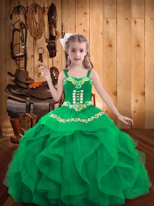 Fantastic Ball Gowns High School Pageant Dress Turquoise Straps Organza Sleeveless Floor Length Lace Up