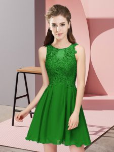 Fancy Green Zipper Scoop Appliques Quinceanera Court Dresses Chiffon Sleeveless