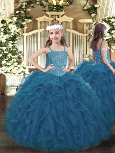 Enchanting Sleeveless Beading and Ruffles Lace Up Child Pageant Dress