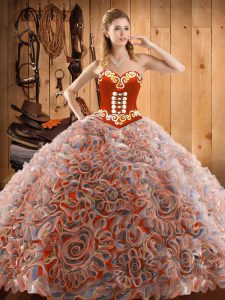 With Train Lace Up Vestidos de Quinceanera Multi-color for Military Ball and Sweet 16 and Quinceanera with Embroidery Sweep Train