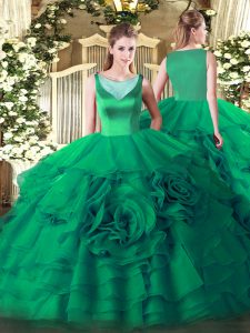 Discount Sleeveless Beading and Ruffled Layers Side Zipper Quinceanera Gowns