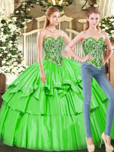 Sleeveless Floor Length Ruffled Layers Lace Up Quinceanera Gowns