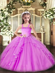 Sleeveless Appliques and Ruffles Lace Up Winning Pageant Gowns