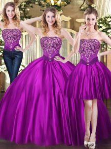 Edgy Sweetheart Sleeveless Tulle Sweet 16 Quinceanera Dress Beading Lace Up