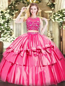 Extravagant Scoop Sleeveless Tulle Sweet 16 Quinceanera Dress Beading and Ruffled Layers Zipper