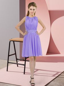 Lavender Zipper Scoop Sequins Dama Dress for Quinceanera Chiffon Sleeveless