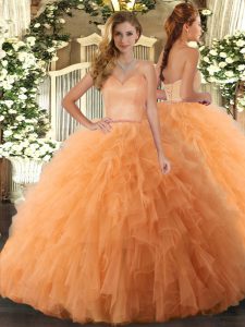 Tulle Sleeveless Floor Length Quinceanera Gown and Ruffles
