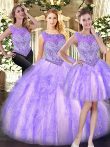 Floor Length Lilac 15 Quinceanera Dress Scoop Sleeveless Zipper