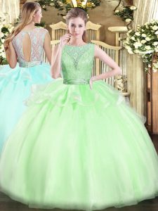 Superior Sleeveless Organza Backless Sweet 16 Quinceanera Dress for Military Ball and Sweet 16 and Quinceanera