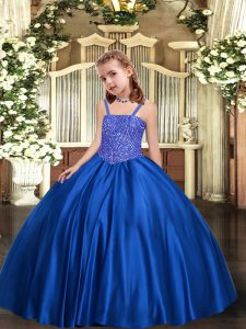 Attractive Floor Length Ball Gowns Sleeveless Royal Blue Child Pageant Dress Lace Up