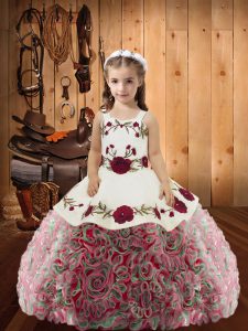 Adorable Floor Length Ball Gowns Sleeveless Multi-color Child Pageant Dress Lace Up
