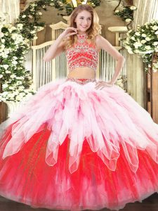 Classical Multi-color Sleeveless Tulle Backless 15th Birthday Dress for Military Ball and Sweet 16 and Quinceanera