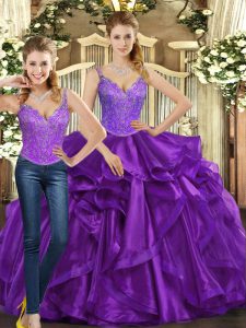 Captivating Sleeveless Beading and Ruffles Lace Up Quinceanera Dress