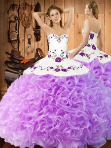 Latest Ball Gowns Quinceanera Gown Lilac Halter Top Fabric With Rolling Flowers Sleeveless Floor Length Lace Up
