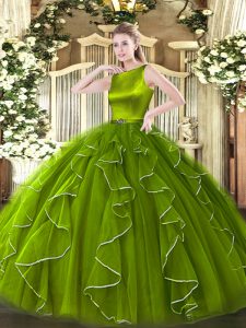 Dynamic Organza Sleeveless Floor Length Quince Ball Gowns and Ruffles