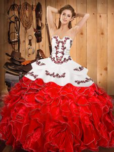 Latest Floor Length Wine Red 15 Quinceanera Dress Strapless Sleeveless Lace Up