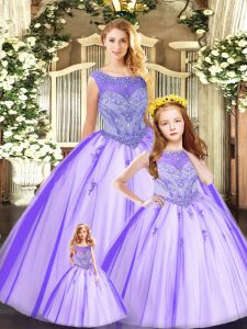 Edgy Eggplant Purple Sleeveless Tulle Lace Up Sweet 16 Dress for Military Ball and Sweet 16 and Quinceanera