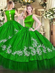 Latest Green Sleeveless Embroidery Floor Length 15th Birthday Dress