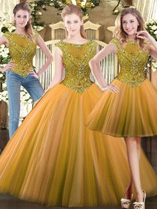 Eye-catching Olive Green Quinceanera Dress Military Ball and Sweet 16 and Quinceanera with Beading Scoop Sleeveless Zipper