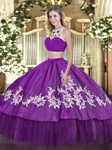 Dazzling Sleeveless Beading and Appliques and Ruffles Backless Sweet 16 Dresses