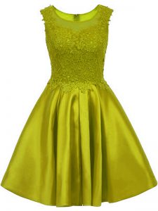 Olive Green Sleeveless Lace Mini Length Quinceanera Court of Honor Dress